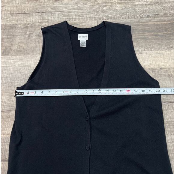 Chicos Rabbit Hair Blend Cardigan Sweater Vest Size 2 Medium Black Minimalist - Picture 6 of 6